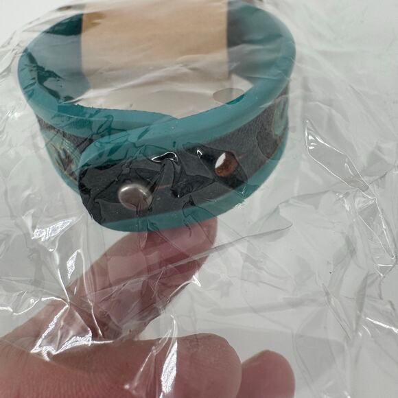 Justin Turquoise Leather Bracelet Tooled Western Cuff Cowgirl Jewelry NEW - Picture 5 of 7
